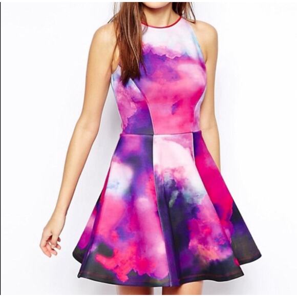 Ted Baker London Sew in Love Watercolor Racerback Skater Dress Women’s Size 6 - Picture 10 of 12